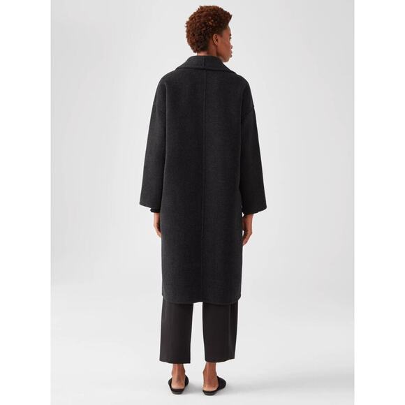 Eileen Fisher Double Face Wool/Cashmere Blend Shaw Collar Coat - Picture 3 of 8